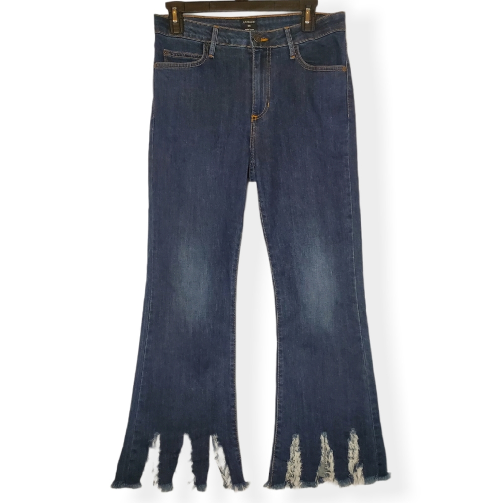 Just Black Denim Jeans Unique Ripped Fringe Cuff